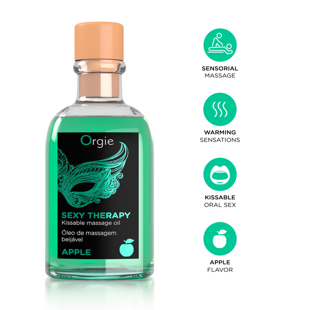 Набор для массажа с съедобным разогревающим маслом и перышком "Sexy Therapy Apple", Orgie