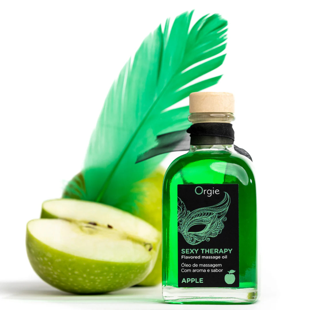 Набор для массажа с съедобным разогревающим маслом и перышком "Sexy Therapy Apple", Orgie