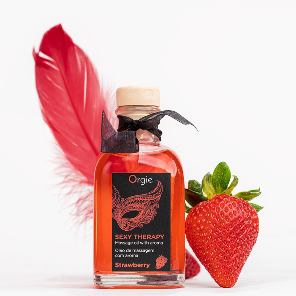 Массажное масло с ароматом клубники и перышко "Sexy Therapy Strawberry", Orgie