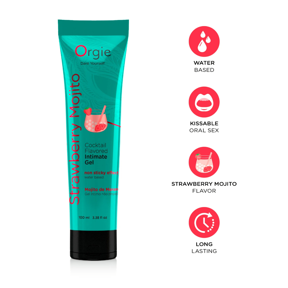 Съедобная смазка с вкусом клубничного мохито "Lube Tube Cocktail Strawberry", Orgie