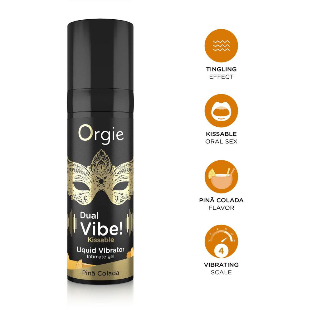 Жидкий вибратор c эффектом покалывания "DUAL VIBE! KISSABLE PINA COLADA", Orgie