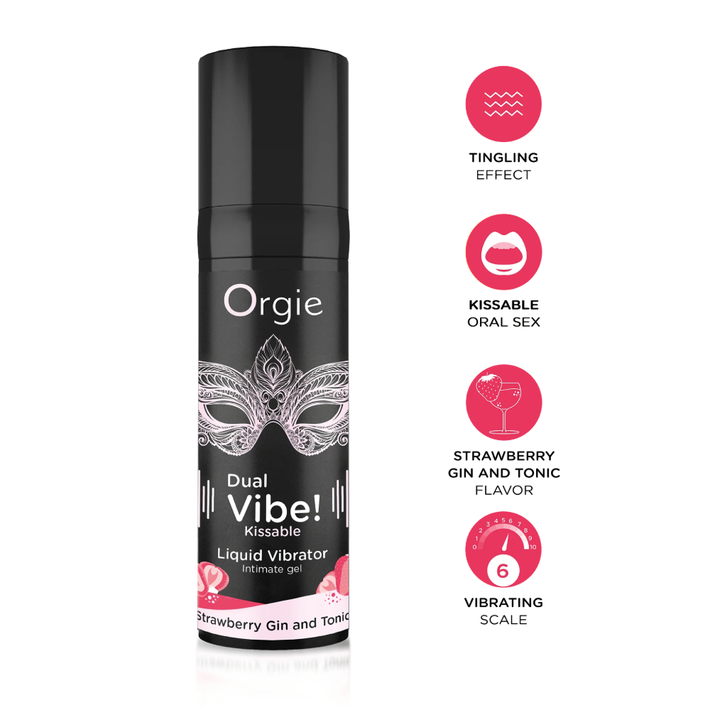 Жидкий вибратор c эффектом покалывания "DUAL VIBE! KISSABLE STRAWBERRY GIN AND TONIC", Orgie